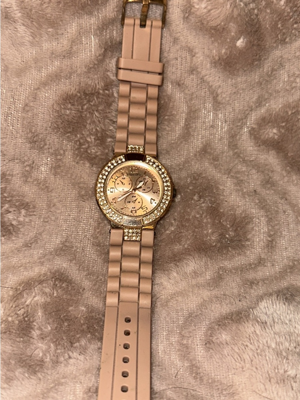 Women’s Crystal-Accent Silicone Strap Watch in Blush